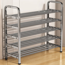 Stainless Steel Shoe Rack for Home Use, Multifunctional Narrow Shoe Cabinet for Living Room, Multi-Layer Simple Shoe Storage Rack for Student Dormitory