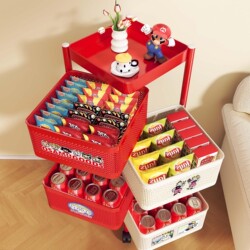 Dopamine Snack Storage Rack Small Trolley Mobile Floor-Standing Home Living Room Snack Cabinet Multi-Layer Large-Capacity Storage Rack