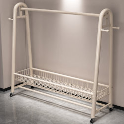 Simple Coat Rack, Floor-Standing Bedroom Household Clothes Rack, Movable Indoor Clothes Drying Rack, Bedroom Clothes Storage Rack