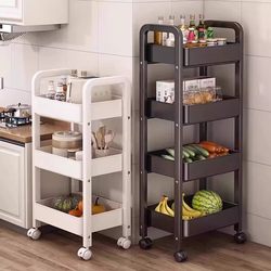 Kitchen Storage Rack, Multi-Layer Floor-Standing Household Drain Rack, Corner Storage Rack with Wheels, 2026 New Model Vegetable Storage Basket