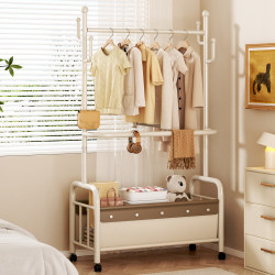Simple Clothes Rack for Bedroom, Floor-Standing Storage, Mobile Coat Rack, Home Dormitory Indoor Clothes Drying Rack, Laundry Rack