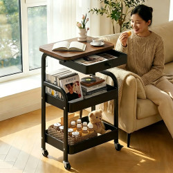 Small Trolley Storage Rack, Floor-Standing Movable Snack Storage Rack, Living Room Sofa Side Table, Coffee Table, Bedside Cabinet Storage Rack