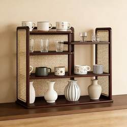 Desktop Storage Rack Tea Set Storage Rack Coffee Cup Desktop Storage Rack Antique Style Countertop Storage Display Rack