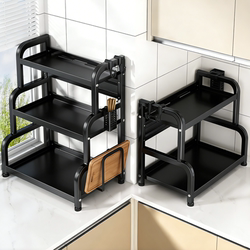 Kitchen Storage Rack Multi-Functional Countertop Spice Rack Hanging Spoon Spatula Knife Holder Multi-Layer Seasoning Organizer