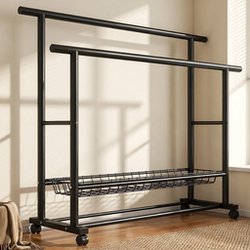 Clothes Rack for Home Use, Bedroom Clothes Hanger, Indoor Clothes Drying Rack, Floor-Standing Thickened Balcony Clothes Rack, Clothes Hanging Rack