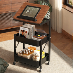 Second-Hand Foldable Side Table Storage Rack for Home Use, Mobile Snack Cart, Living Room and Bedroom Storage Organizer