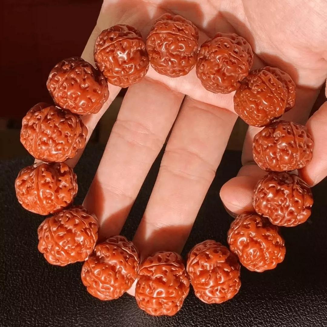 精挑机刷包浆玉化尼泊尔大金刚菩提子五瓣爆肉蜂窝双龙纹手串佛珠