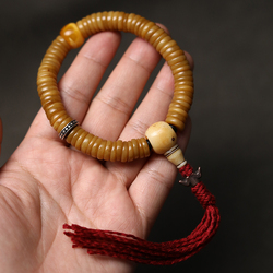 Ziyuju Spiritual Bone Sliced ​​bracelets, Hand-held Yak Bone Fan-shaped Rosary Beads, Hand-twisted Tibetan Style Rosary Beads