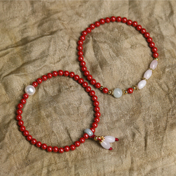 Ziyuju Original Mine Natural Cinnabar Round Beads Small Single Circle Bracelet Niche Exquisite Girl's Birth Year Transfer Beads