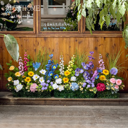 Dopamine-Colored Artificial Plant Landscaping Combination, Window Display Decoration, Bionic Green Plants, Light Luxury High-End Floor-Standing Ornaments