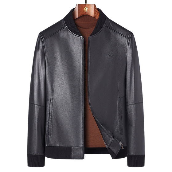 
[Premium selection of first-layer cowhide] Montagut spring men's genuine leather jacket baseball collar leather jacket casual fashion jacket J