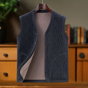 
Dad wear plus velvet vest autumn and winter middle-aged and elderly men fashion grandfather wears double-sided velvet warm and thick vest