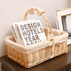 Wicker Hand Basket Storage Basket Picnic Basket Fruit Basket Flower Basket Storage Basket Rattan Country Storage Basket Photography Basket