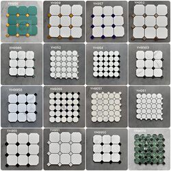 Scandinavian Octagonal Ceramic Mosaic Tiles White and Black with Living Room Kitchen Bathroom Bathroom Milk Tea Shop Floor Stickers