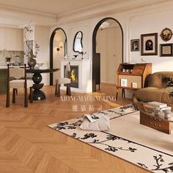 Guangdong Foshan Ceramic Floor Tiles Ultra-White Fishbone Pattern Wood Grain Tiles 600*1200 Living Room French Retro Cream Style