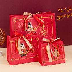 2026 New Year's Day Red Year of the Horse Gift Bag Handbag High-End Large and Small New Year Gift Paper Bag