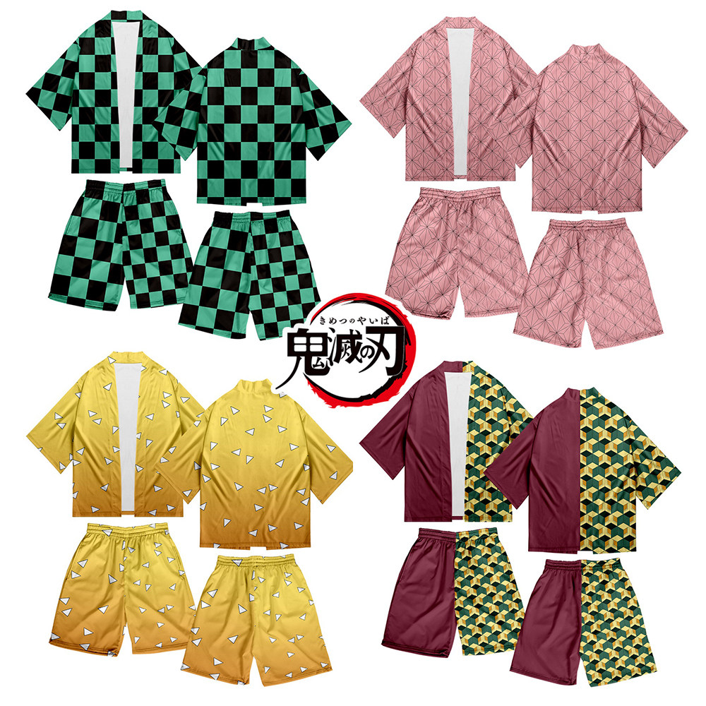 Demon Slayer Yukata Set Tanjiro, Nezuko, Zenitsu Unisex Pajamas