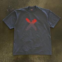 【Hot Sale】3A260G Pure Cotton Double Yarn! American Trendy Brand Couple Short-Sleeve T-Shirt, Loose Fit for Men and Women