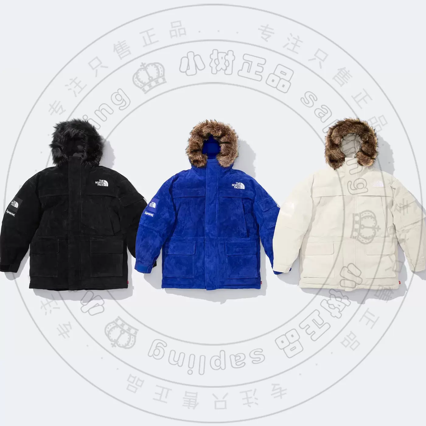 23FW Supreme TNF Suede 600-Fill Down Parka翻毛羽絨毛領大衣 - Main Image