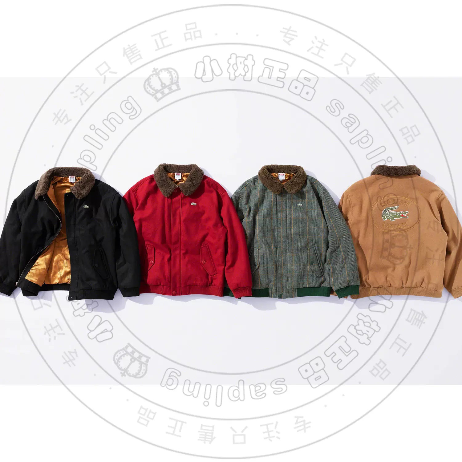 19FW Supreme LACOSTE Wool Bomber Jacket 鳄鱼联名毛领羊毛夹克-Taobao