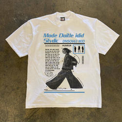 Earn Money to Buy a Sports Car. Heavyweight Pure Cotton 300g American-Style Loose Short-Sleeve T-Shirt for Men, Couple's Portrait Print, Versatile Top