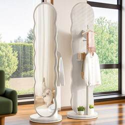 Cabinet Mirror, Dressing Mirror, Rotating Full-Length Mirror, Clothes Rack, Floor-Standing Bedroom Fitting Mirror, Ins-Style Mobile 3D Floor Mirror
