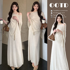 
Spring dresses for pregnant women 2026 sun protection shirts to wear during pregnancy, beautiful suspender long skirts that do not show pregnancy, spring and summer suits