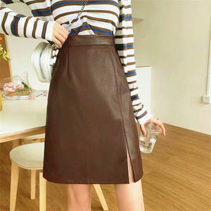 
2025 new style sheepskin leather skirt, genuine leather skirt, side slit, high waist, slimming temperament, A-line hip skirt, mid-length skirt