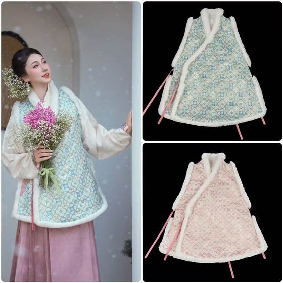 
Gongqing [Hanfu made in the Ming Dynasty] Begonia flower cross-collar bijia quilted imitation makeup flower full circle hair made in the Ming Dynasty