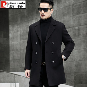 Pier Cardin winter men's double-sided wool woolen coat mid-length casual youth thickened suit collar jacket