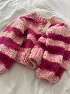 Brand counters Discount Cabinet Women's Foreign Trade Clearance Heavy Industry Clear Respie Rice Relief Pink Relly Well sweater woven sweater