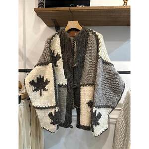 
Retro Contrast Color Fair Isle Sweater Women's Early Spring 2025 New Fashion Lazy Versatile Thick Warm Knitted Jacket