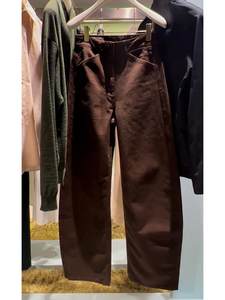 
Brand counter high-end foreign trade women's clothing American retro high-waisted straight slim Maillard brown jeans for women