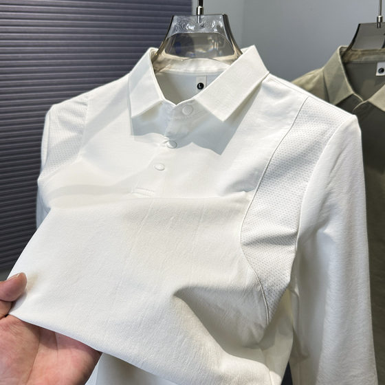 
Sports and leisure stitching long-sleeved T-shirt men's autumn new style shirt collar polo shirt men's solid color versatile upper clothing trend