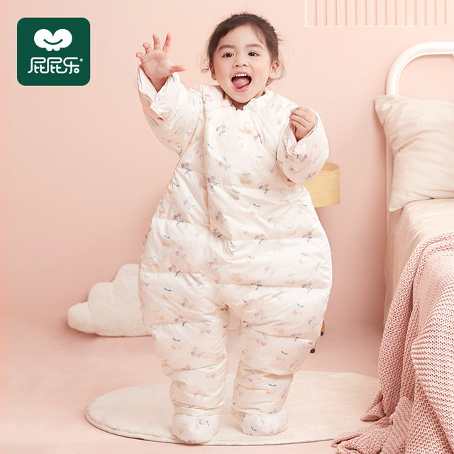 
Down sleeping bag, children's foot-wrapped winter model, constant temperature anti-kick quilt for big children, winter baby winter thickened split-leg model, baby thick