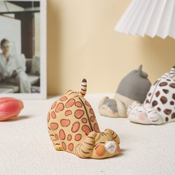 Handmade Ceramic Cute Cat Phone Holder Desktop Ornament
