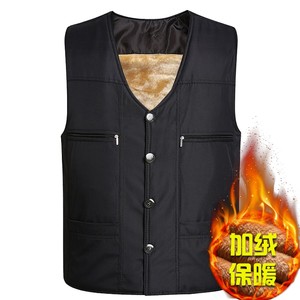 Autumn and winter middle -aged and elderly men's cotton vest plus velvet thickened inner biliary horses hippopotic warming dad pretend to be vest