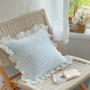 
Warm fufu~Ruffled plaid pillow milk velvet A type of pillow with core sofa bedroom cushions can be customized to remove and wash