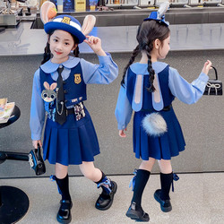 Rabbit Police Officer Costume Children's Clothing Zootopia Cosplay Outfit 6Jk Disney Girls Judy Suit Dress