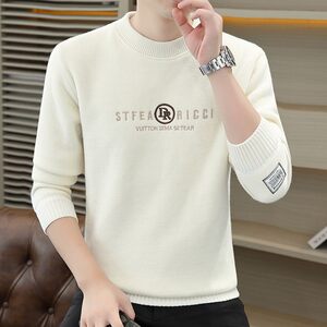 
One-piece velvet round neck sweater for men in autumn and winter 2025 new velvet thickened warm inner layer men's base sweater