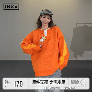 
INXX fashionable lazy contrasting color design pullover sweater for men and women the same style winter loose casual warm sweater