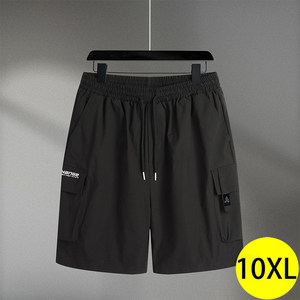 Ice silk shorts for men fat men in summer thin loose plus fat plus size sports casual quick-drying workout five-point pants trendy
