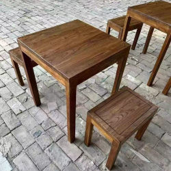 Old elm dining table Malatang table cafe casserole restaurant solid wood small square table elm square table chair custom