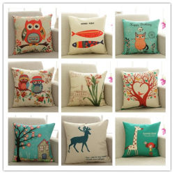 Four Seasons Cartoon Linen Pillowcase (No Insert) Office Cushion Car Backrest Cover Square Pillow 