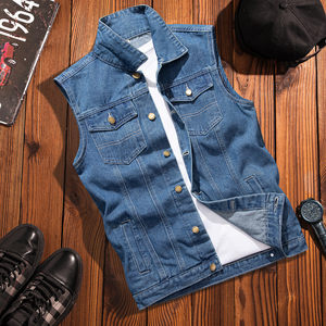 Spring and autumn retro denim vest men ins, handsome sloppy slim, shoulder, shoulder, shoulder, shoulder summer pocket vest jacket