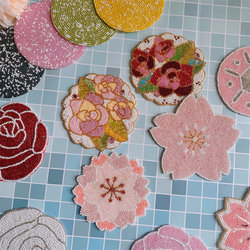 Export Orders Japan India Cherry Blossom Bohemian Handmade Beaded Round Coasters Heat Insulation Mats Zakka