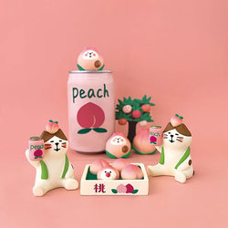 Zakka Japanese-Style Cat Peach Blossom Tree Decorative Miniature Figurine, a Cute Gift for Friends