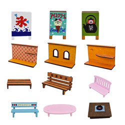 Zakka Imitation Wood Background Board Small Long Table Wedding Arch Miniature Food Play Scene Shooting Props and Decorations