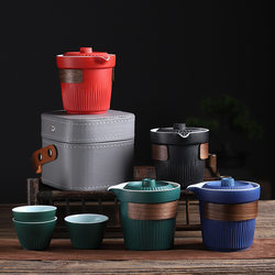 Stoneware travel tea set filter teapot home set Kung Fu tea set creative one pot three cups quick gift customization