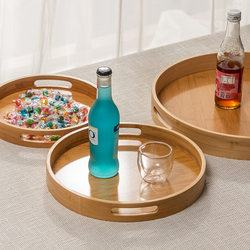 Factory bamboo creative Japanese baking tray round tray barbecue tray coffee tray household tea set small tea tray